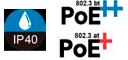 PoE+, PoE++, IP 40