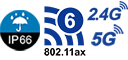 WiFi 6 (2.4 ГГц + 5 ГГц), IP 66